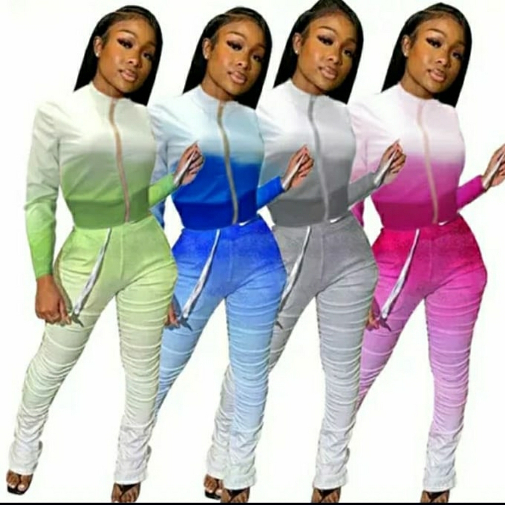 Ombre 2 Piece Stacked Sweatpants Set